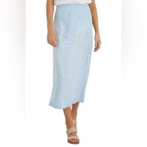 Bella Dahl Light Blue Animal Print Jacquard Chambray Skirt
